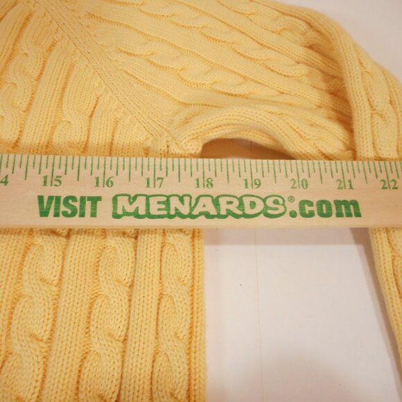 LL Bean Cable Knit Pullover Sweater Women's S (approx) Yellow Fisherman Knit - Picture 5 of 8